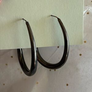 Charcoal Metal Hoop Earrings